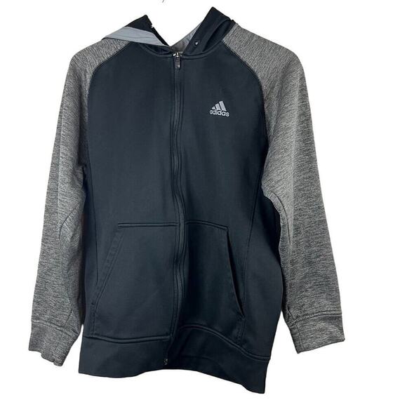 Adidas Men's Black & Gray Tech Fleece Full Zip Training Hoodie Climawarm Size M - Picture 2 of 6